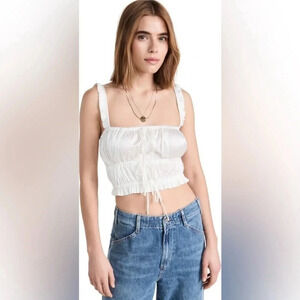 NWT! WAYF Peyton White Smocked Crop Camisole. Medium
